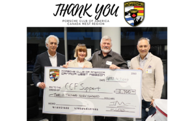 Porsche Club presents CCFSupport with a cheque